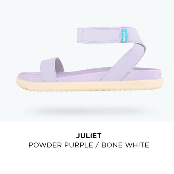 New Native Juliet powder purple & bone white strap Velcro sandals